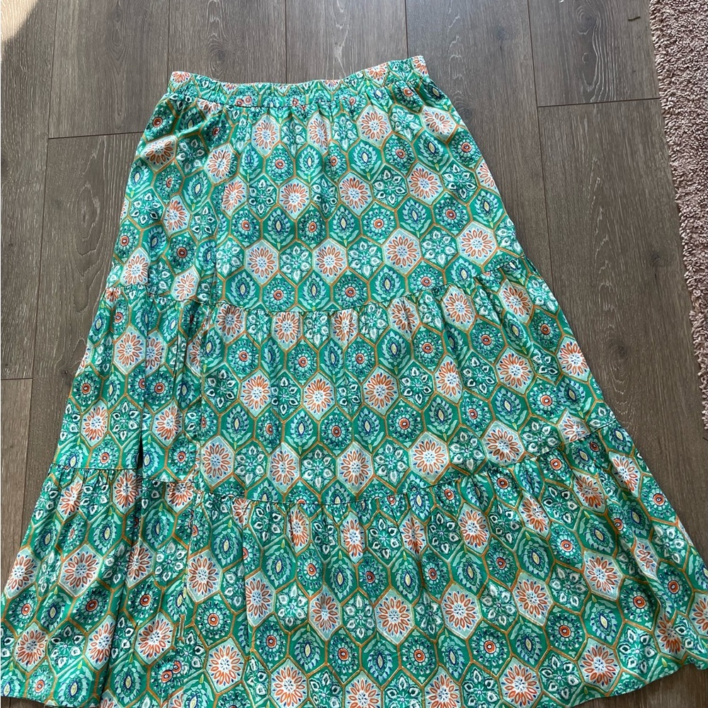 Floral Green Maxi Skirt